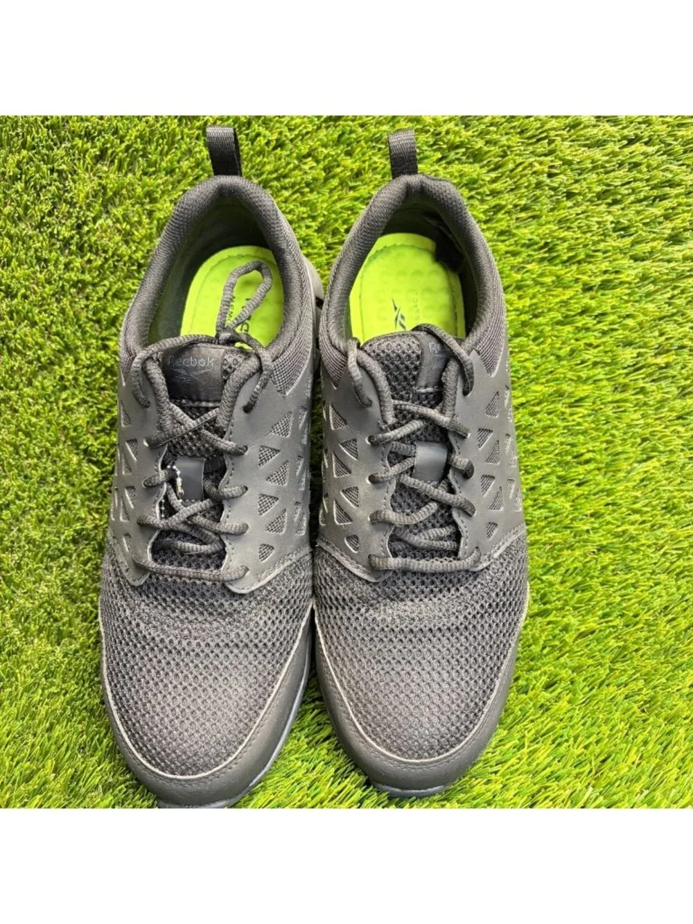 Reebok Sublite Cushion Mens Size 9.5W Black Gray Composite Toe Safety Work Shoes